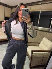 Mk 0179 Fermuarlı Gri-Taş Modal Takım