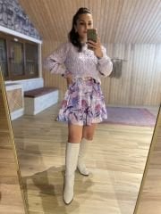 Mor ipli şifon elbise