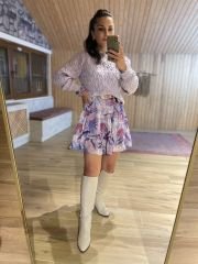 Mor ipli şifon elbise