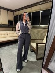 Mk 0179 Fermuarlı Gri-Taş Modal Takım