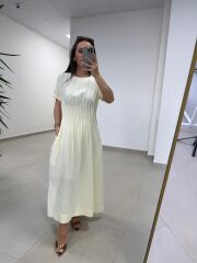 Ms 257 Nevürlü Modal Sarı Elbise