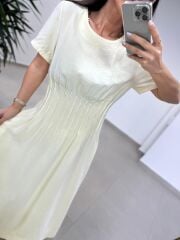 Ms 257 Nevürlü Modal Sarı Elbise