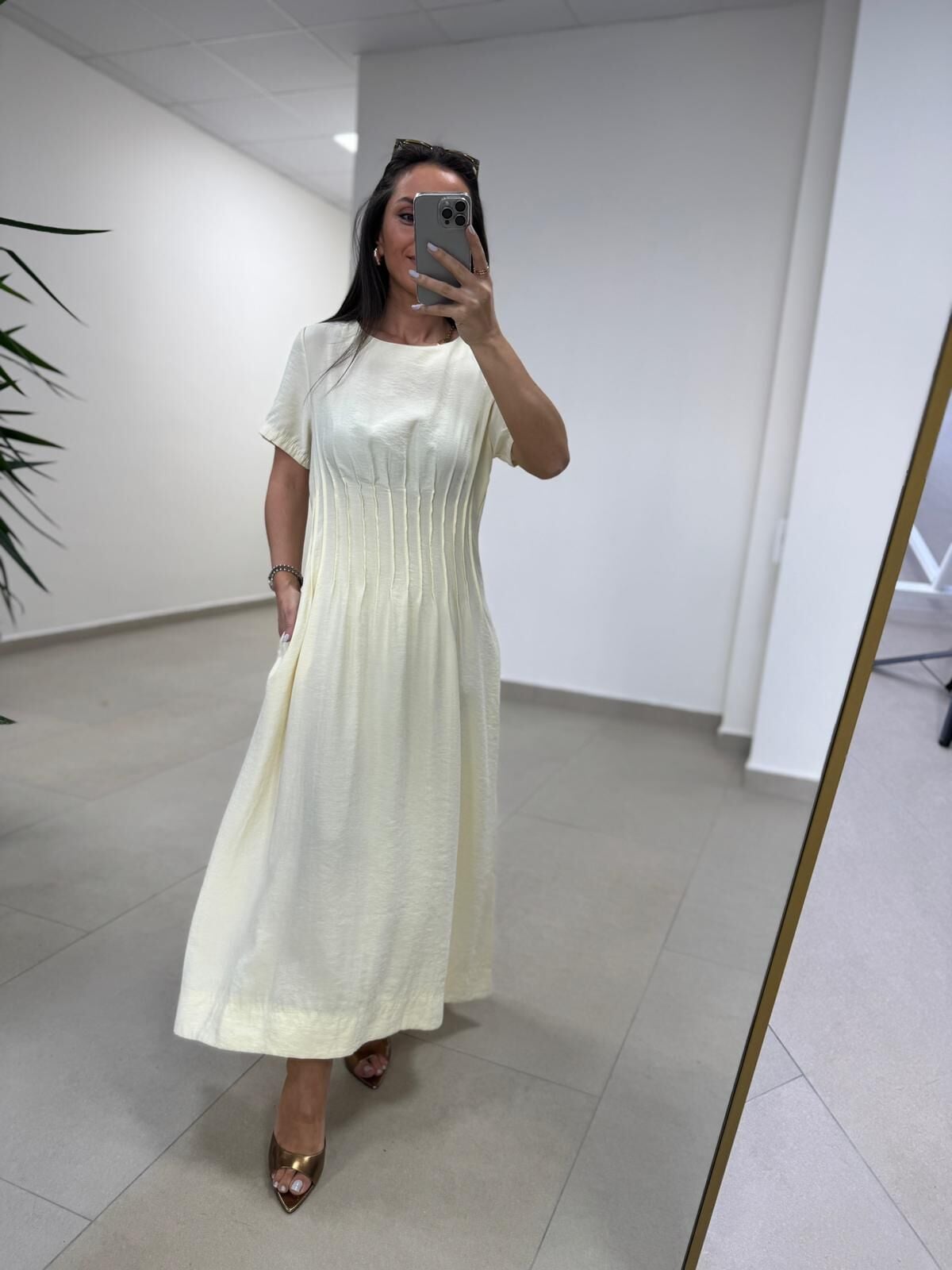 Ms 257 Nevürlü Modal Sarı Elbise