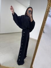 Kd 7909 Tasarım Çıt Çıt Detaylı Siyah Takım