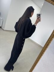 Kd 7909 Tasarım Çıt Çıt Detaylı Siyah Takım