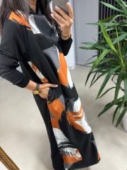 Dr 8118 Design Orange Transitional Hooded Dress