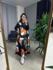 Dr 8118 Design Orange Transitional Hooded Dress