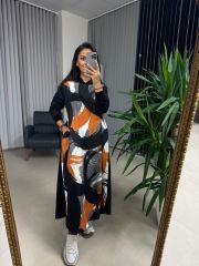 Dr 8118 Design Orange Transitional Hooded Dress