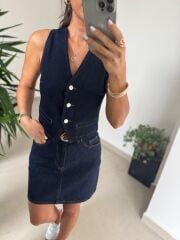 Spt 314 Laci Denim Düğmeli Yelek
