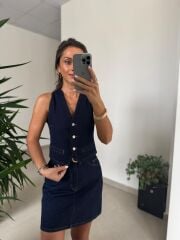 Spt 314 Laci Denim Düğmeli Yelek