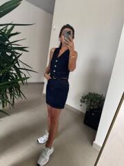 Spt 314 Laci Denim Düğmeli Yelek