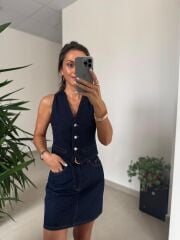 Spt 314 Laci Denim Düğmeli Yelek