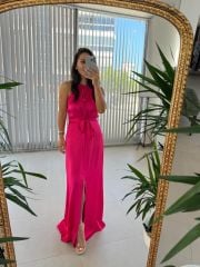 Mc 5850 Halter Neck Maxi Pink Dress