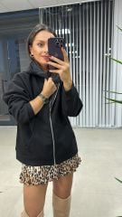 Kaşe Kapüşonlu Siyah Mont