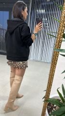 Kaşe Kapüşonlu Siyah Mont