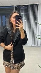 Kaşe Kapüşonlu Siyah Mont