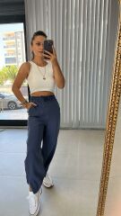 Sg Paça Fermuarlı İndigo Pantolon