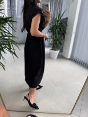 My 3440 Siyah Kemerli Elbise