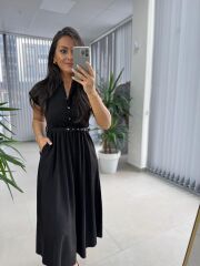 My 3440 Siyah Kemerli Elbise