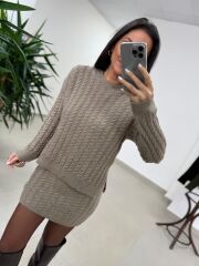 Ml 10163 Selanik Örgü Vizon Takım