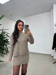 Ml 10163 Selanik Örgü Vizon Takım