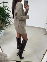 Ml 10163 Selanik Örgü Vizon Takım