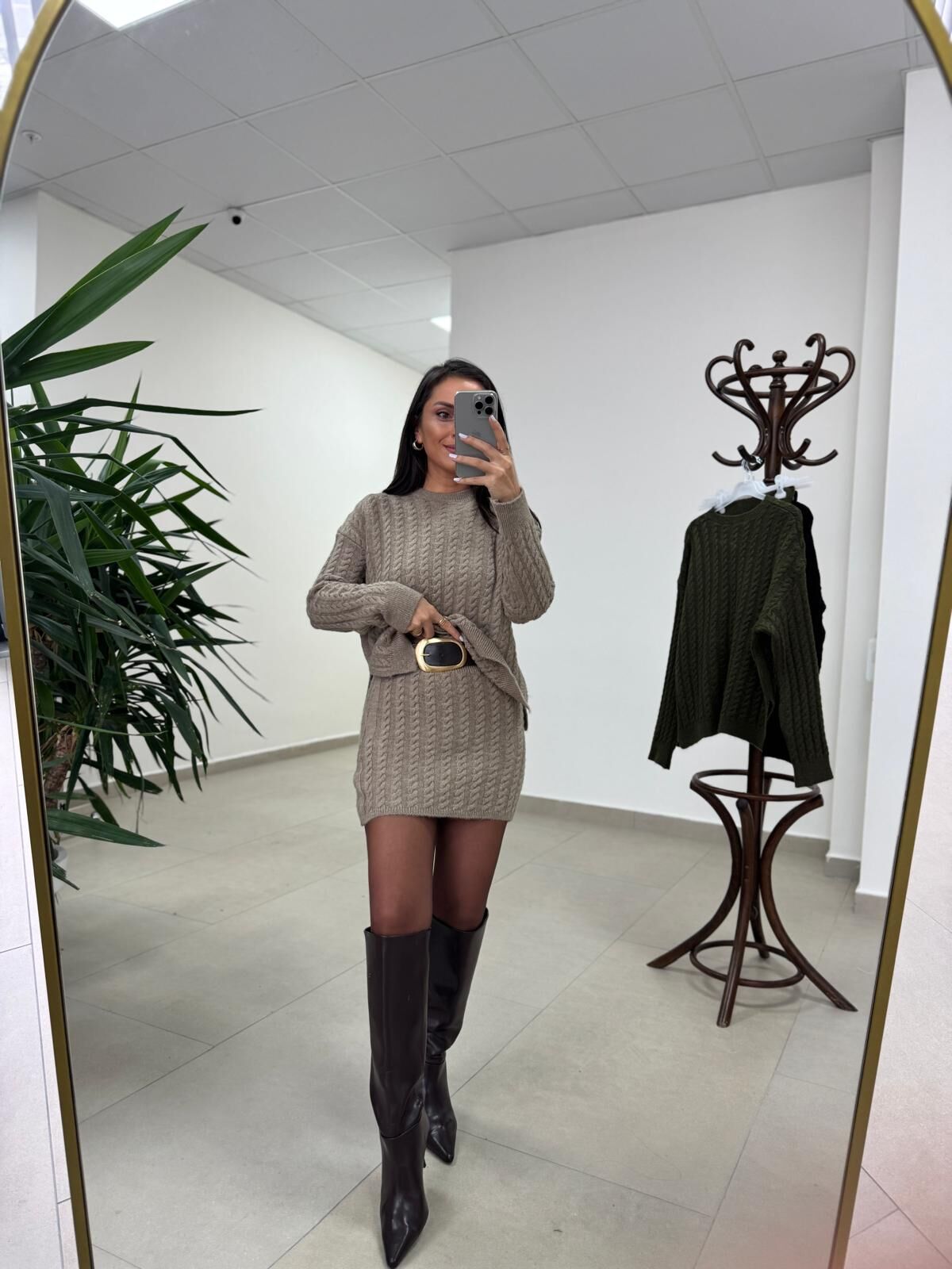 Ml 10163 Selanik Örgü Vizon Takım