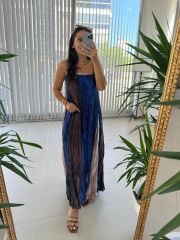Zr Askılı Saks Geçişli Elbise