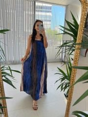 Zr Askılı Saks Geçişli Elbise