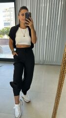 Sg Black Zippered Leg Trousers