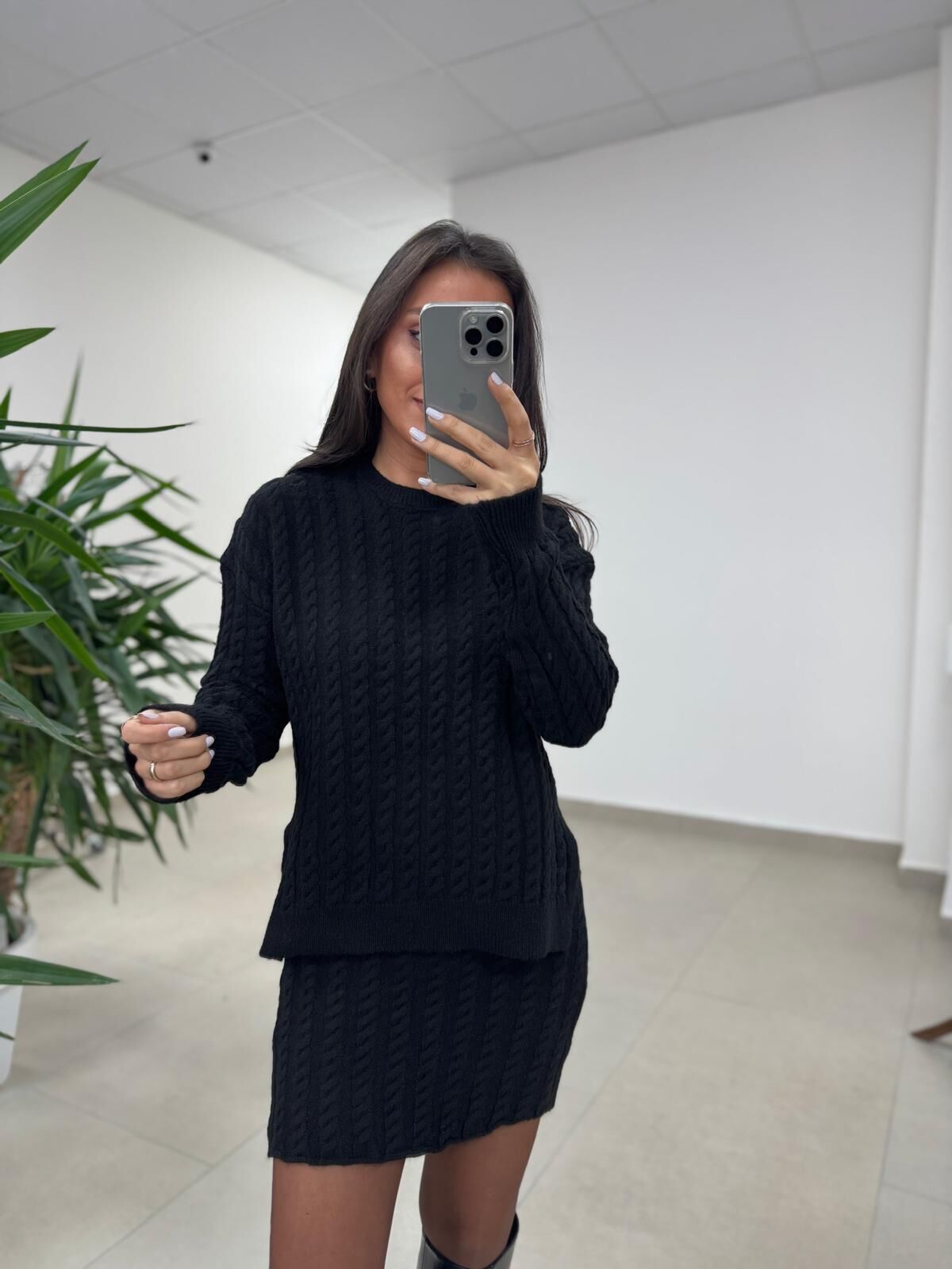 Ml 10163 Selanik Örgü Siyah Takım