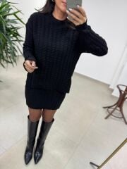 Ml 10163 Selanik Örgü Siyah Takım