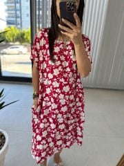 Fırsat Ürünü Bordo Çiçekli