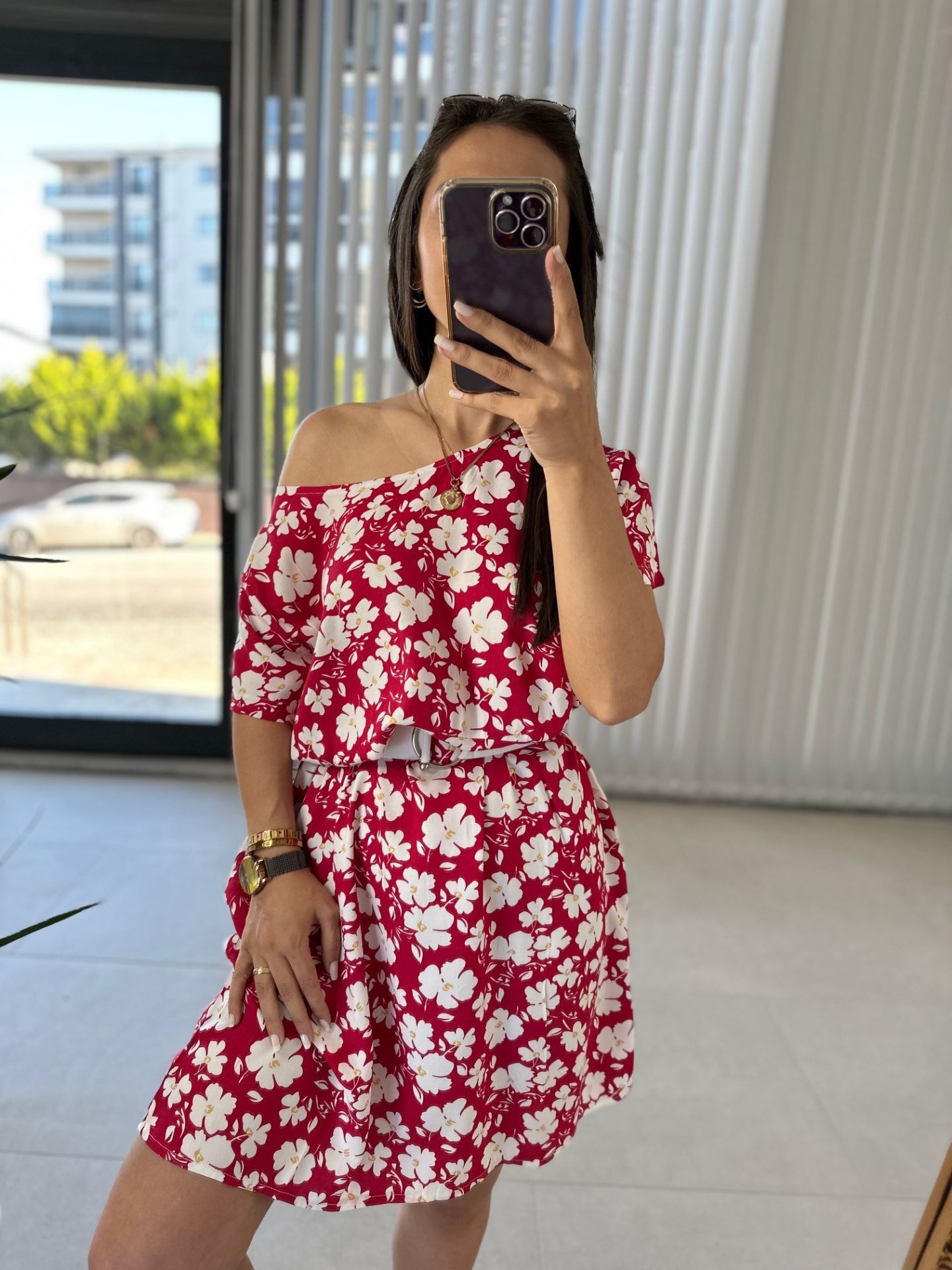 Fırsat Ürünü Bordo Çiçekli