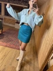 Emerald boucle skirt