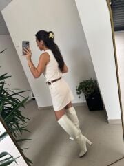 Spt 314 Ekru Denim Düğmeli Yelek