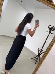 Kd 7896 Tasarım Paraşüt Kumaş Siyah Etek