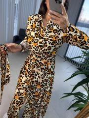 Orj. Marka Leopar Gömlek Elbise