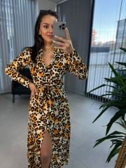 Orj. Marka Leopar Gömlek Elbise