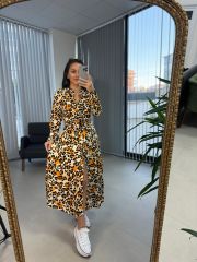 Orj. Marka Leopar Gömlek Elbise