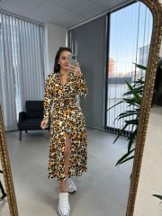 Orj. Marka Leopar Gömlek Elbise