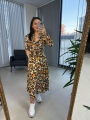 Orj. Marka Leopar Gömlek Elbise
