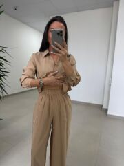 Fp 50960 Camel Üç Düğmeli Gömlekli Takım