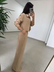 Fp 50960 Camel Üç Düğmeli Gömlekli Takım
