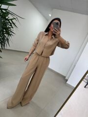 Fp 50960 Camel Üç Düğmeli Gömlekli Takım