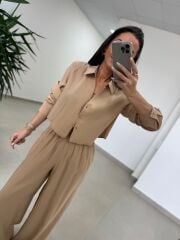 Fp 50960 Camel Üç Düğmeli Gömlekli Takım