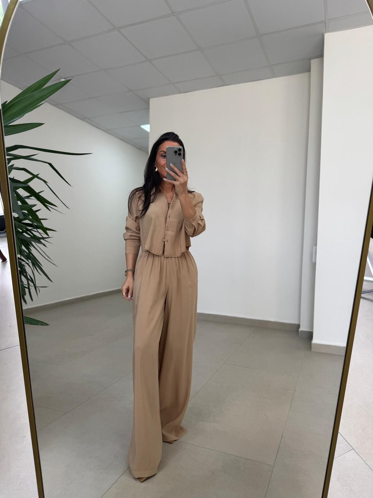 Fp 50960 Camel Üç Düğmeli Gömlekli Takım