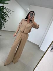 Fp 50960 Camel Üç Düğmeli Gömlekli Takım