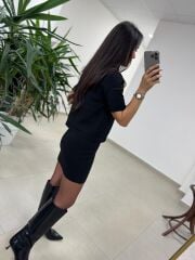 Ry 0008 Siyah Gold Düğmeli Çelik Triko Takım