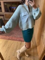 Orj. Marka Su yeşili cepli kazak